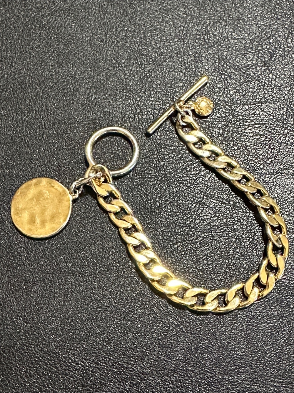 J.Crew Mixed-Metal Curb Chain Toggle Coin Bracelet